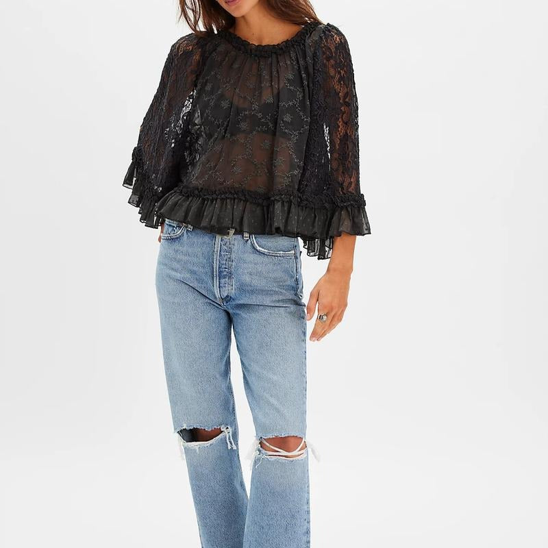 Corsica Lace Ruffle Blouse - Saint Drako
