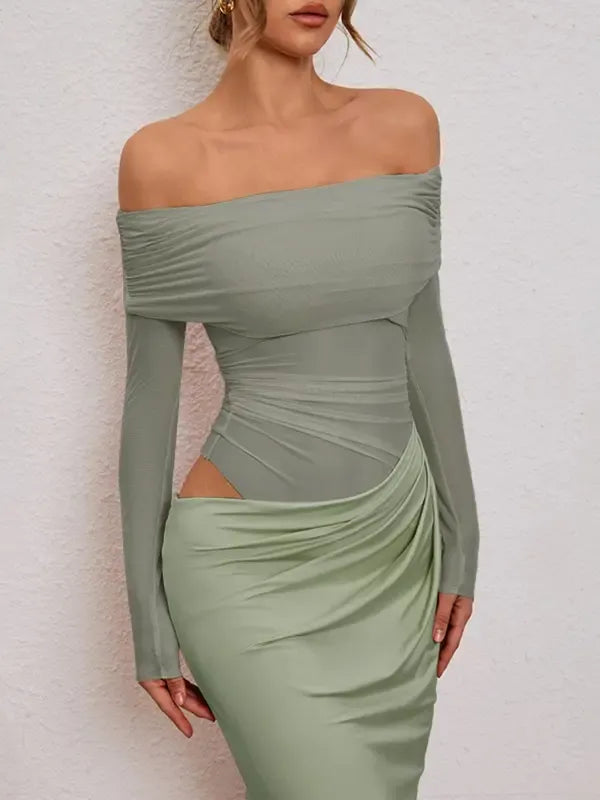 Avelino Ruched Cut-Out Gown