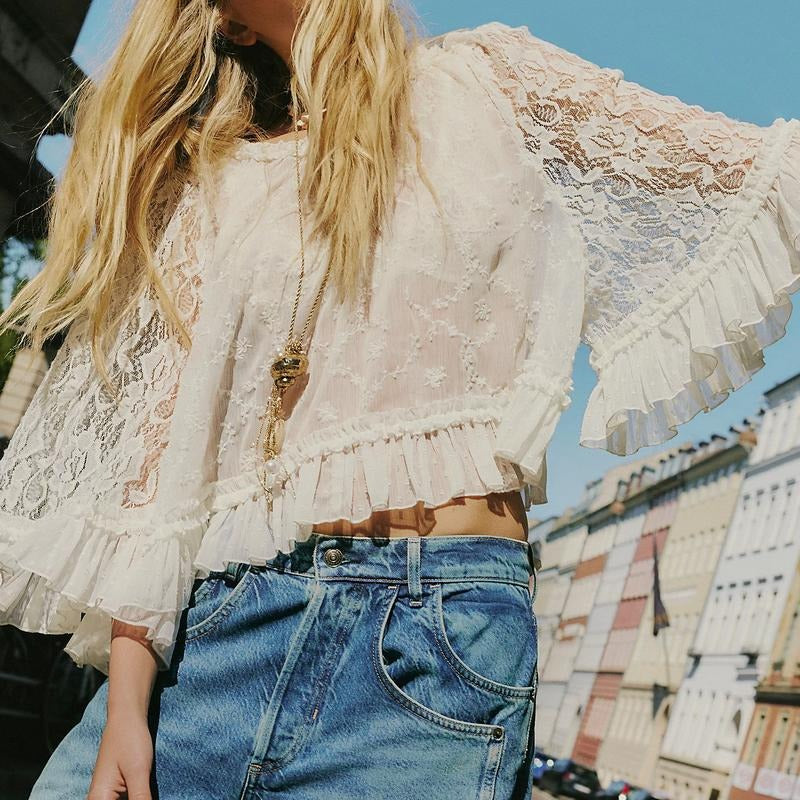 Corsica Lace Ruffle Blouse - Saint Drako