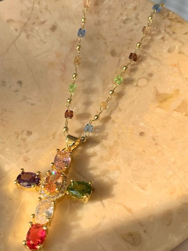 Amalfi Gemstone Cross Necklace - Saint Drako