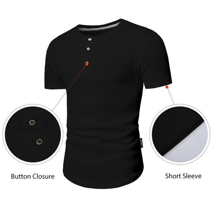 Lorano Buttoned Henley Tee - Saint Drako