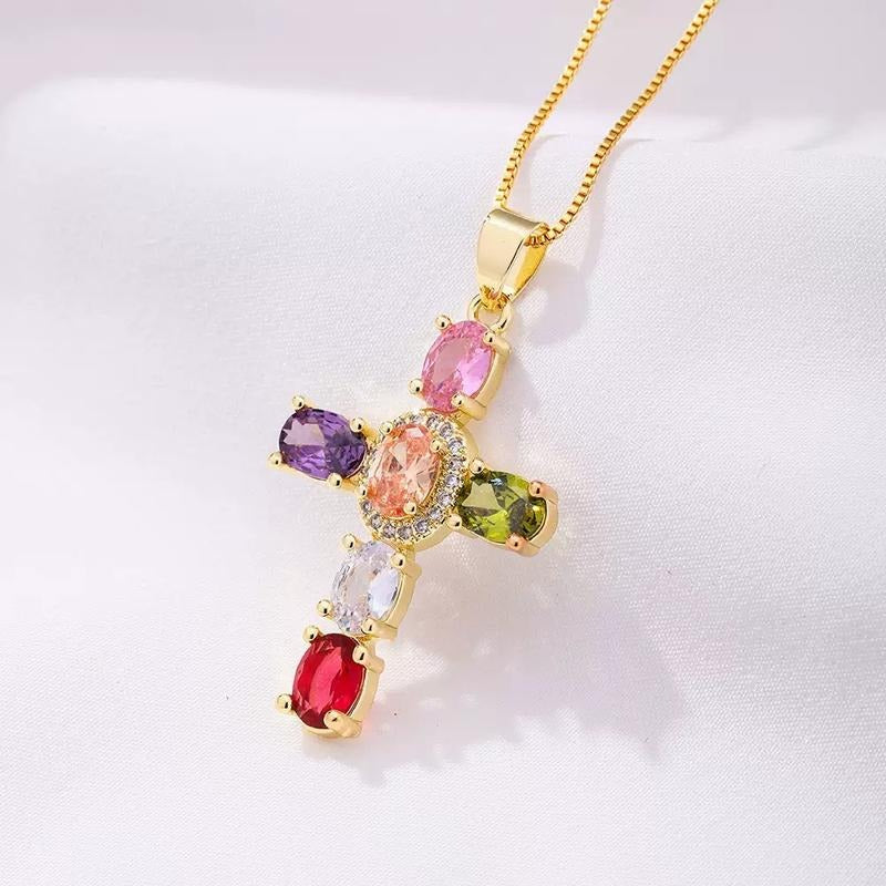 Amalfi Gemstone Cross Necklace - Saint Drako