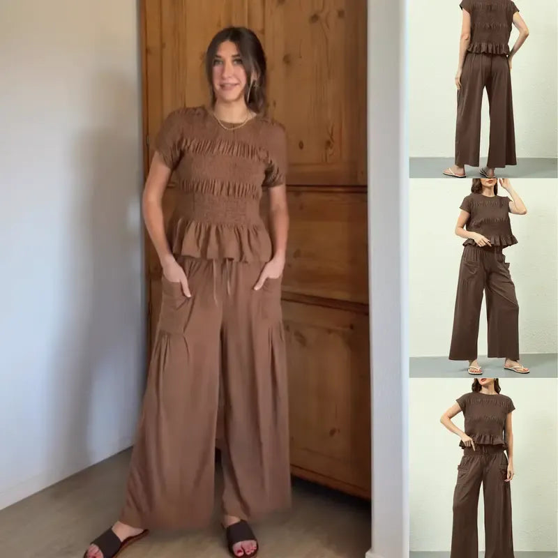 Valenza Smocked Wide Leg Set