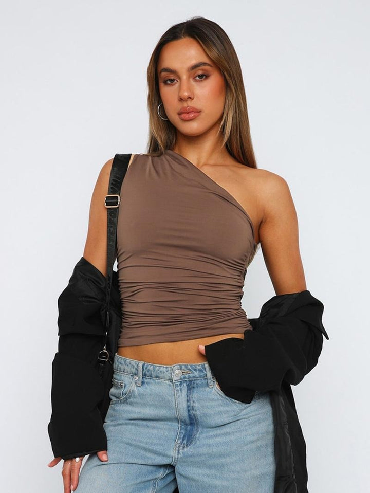 Valmora One-Shoulder Ruched Top