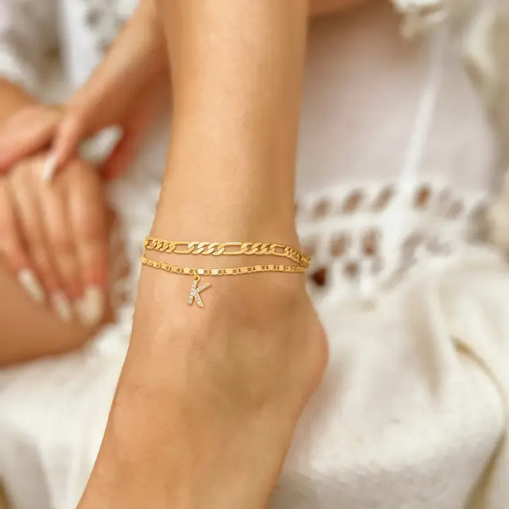 Siena Gold Initial Anklet - Saint Drako
