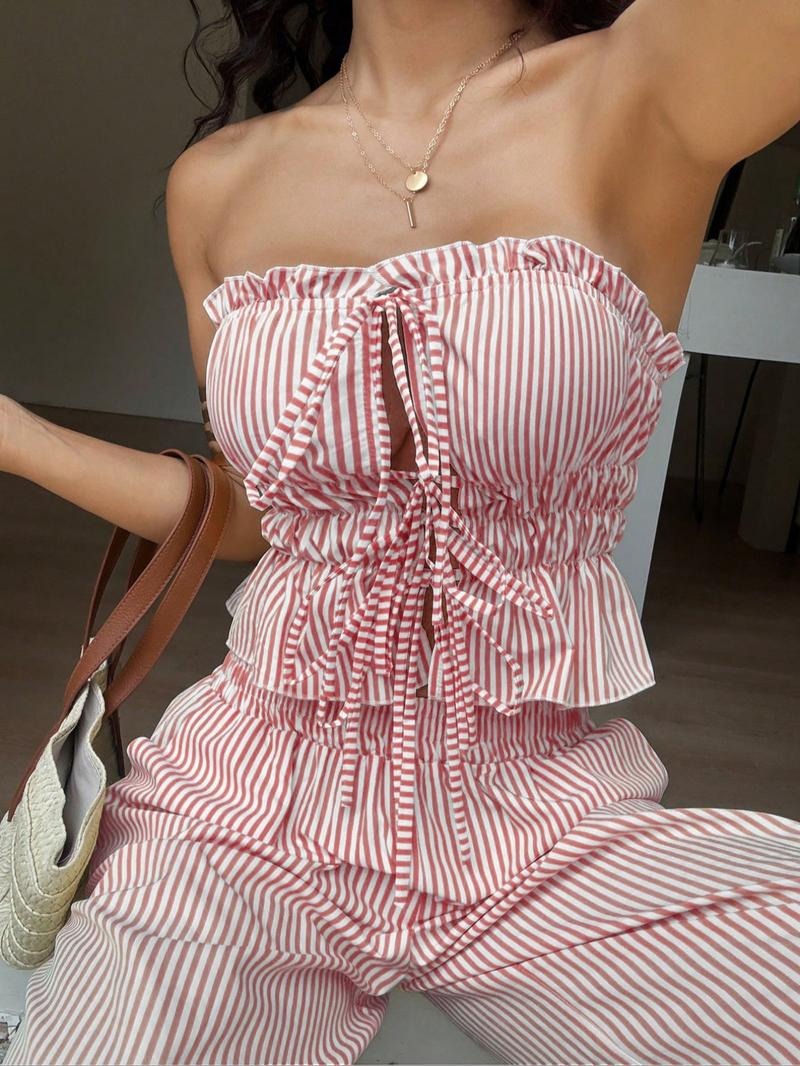 Positano Pinstripe Bandeau Set