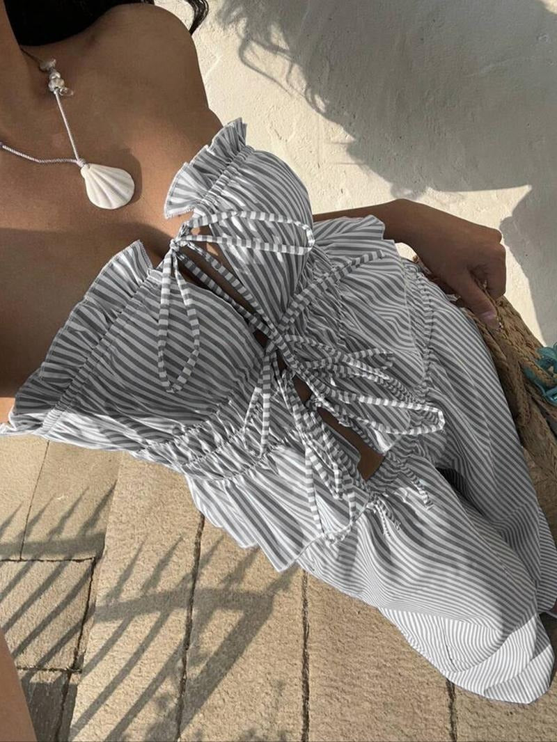 Positano Pinstripe Bandeau Set