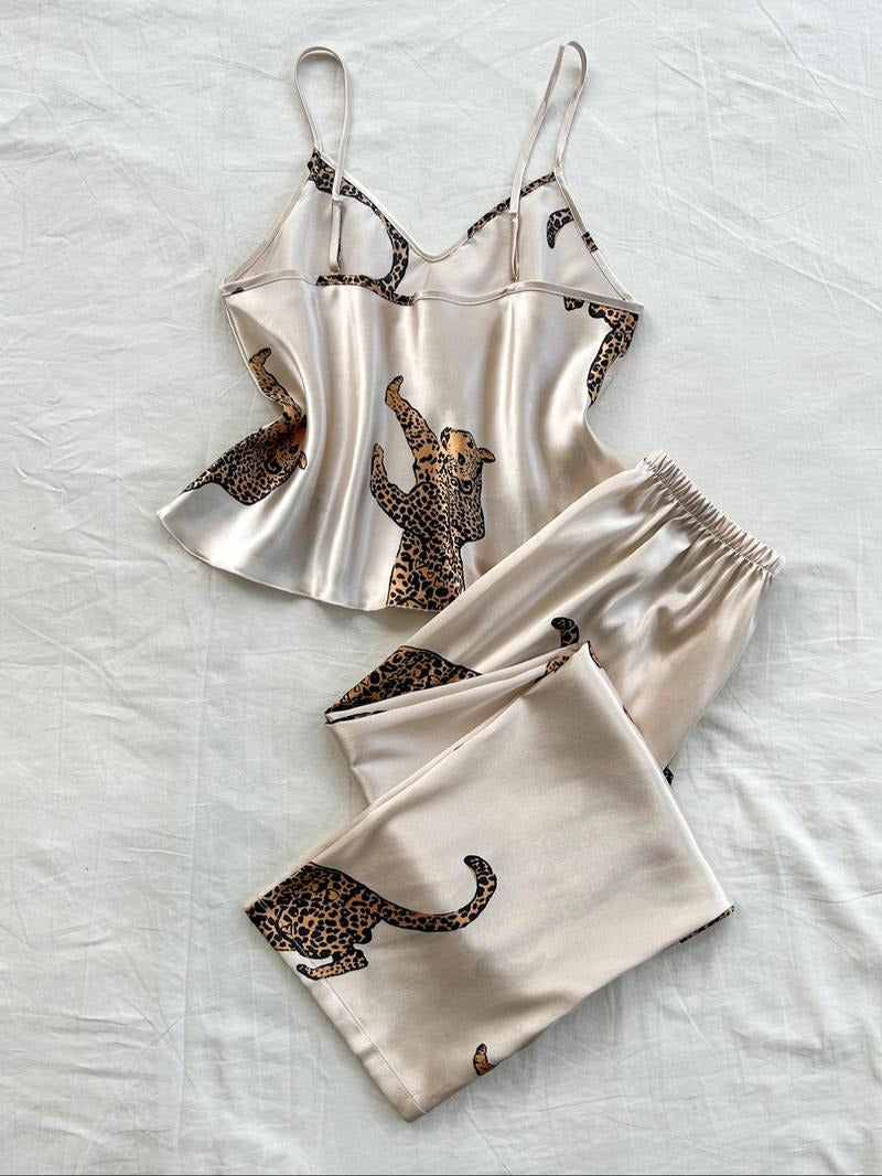 Malaga Leopard Silk Pajama Set